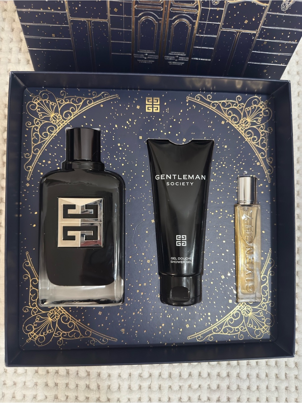 Givenchy Gentleman Society 3.3oz EDP, 0.42 oz EDP Spray, 2.5oz Shower Gel NIB